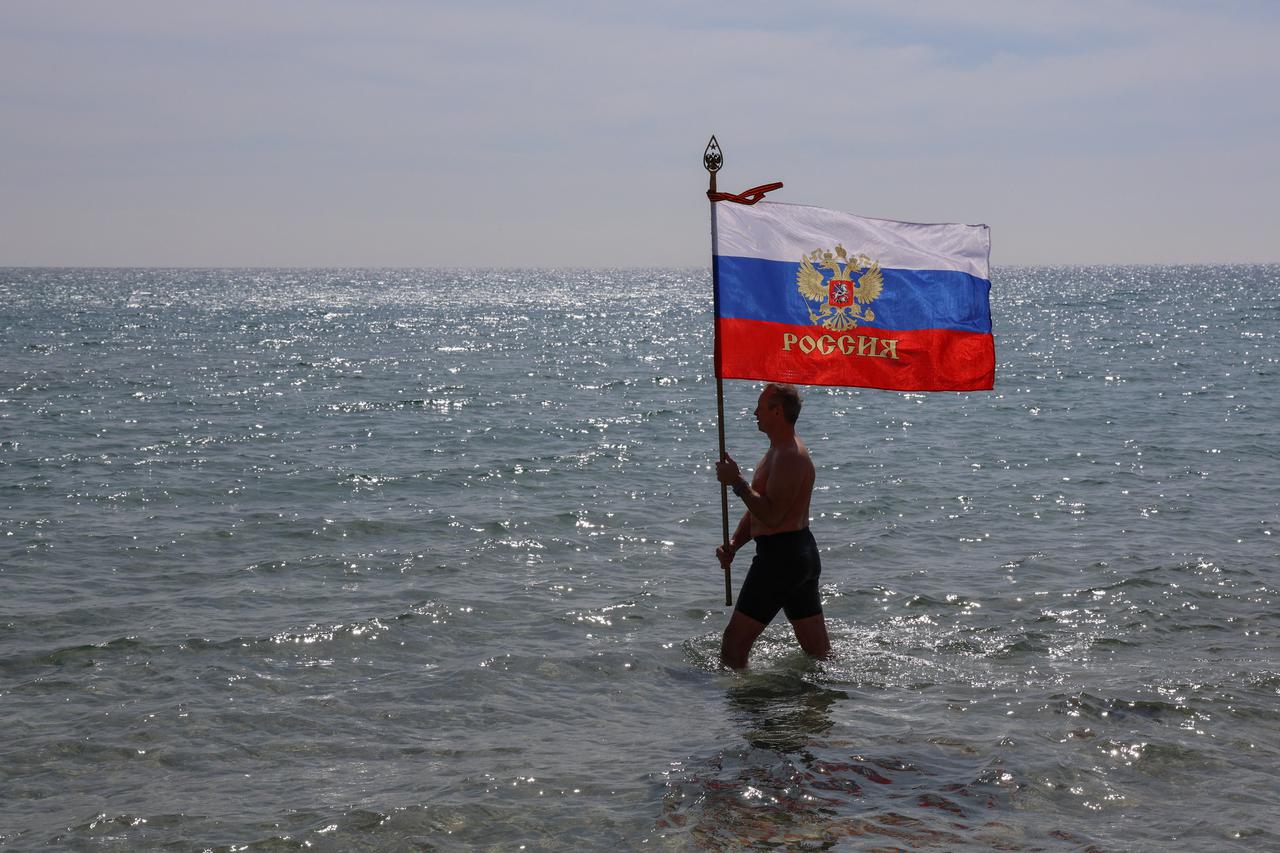 The 12th anniversary of Russia's annexation of Crimea from Ukraine, in the Black Sea resort city of Yevpatoriya