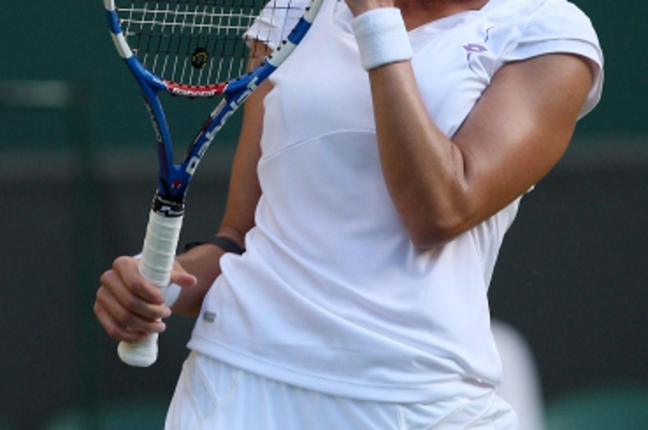 'Croatia\'s Mirjana Lucic celebrates against Belarus\' Victoria AzarenkaPhoto: Press Association/PIXSELL'