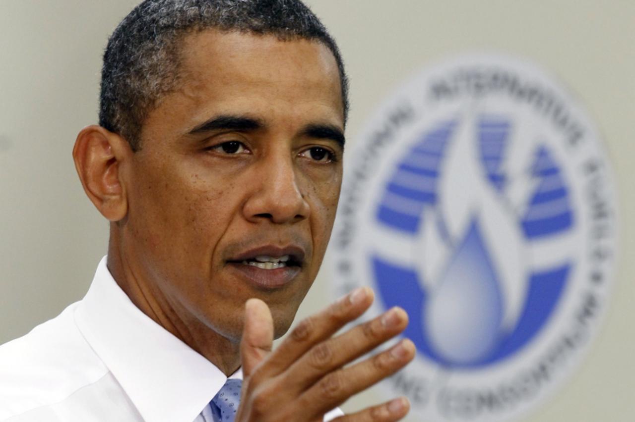 'U.S. President Barack Obama speaks during a visit to Northern Virginia Community College in Alexandria, Virginia, June 8, 2011.  Obama visit was aimed at highlighting the importance of training and p