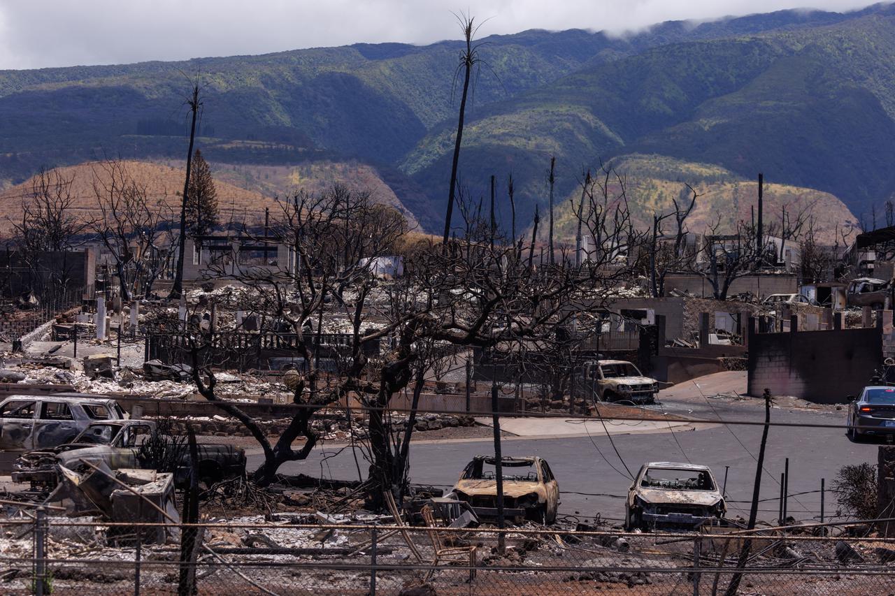 Fire damage in Lahaina on the Hawian Island of Maui