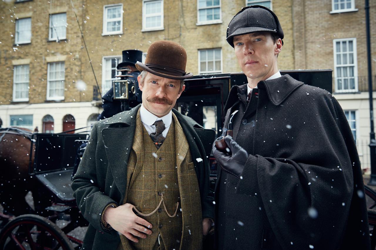 Picture Shows:  MARTIN FREEMAN as John Watson and BENEDICT CUMBERBATCH as Sherlock Holmes 