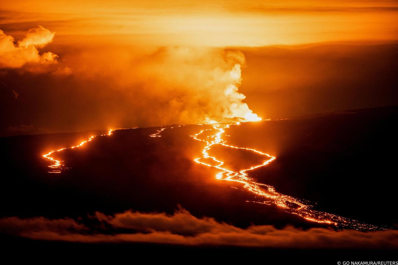 Mauna Loa volcano eruption in Hawaii