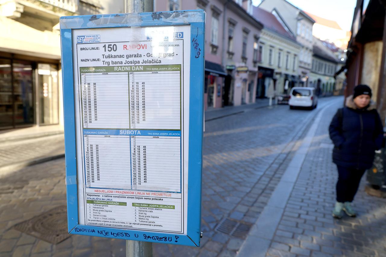Zagreb: Linija 150 skraćena, obavijesti na stajalištu nema