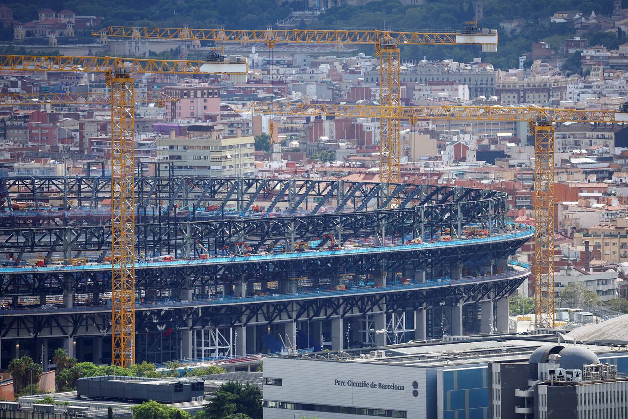 Construction work continues on Camp Nou stadium in Barcelona