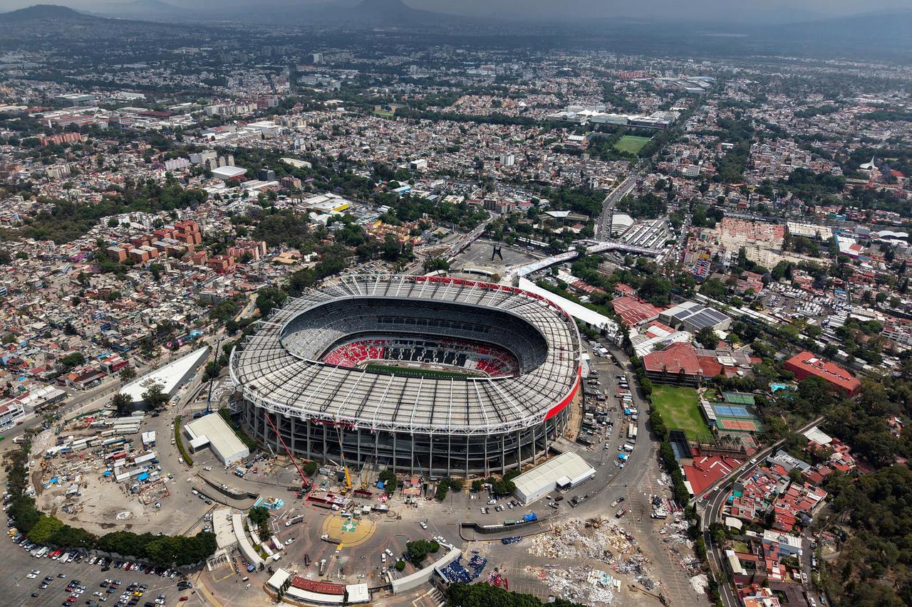FILE PHOTO: Azteca Stadium is being prepared for the upcoming inauguration of the 2026 FIFA World Cup in Mexico City.