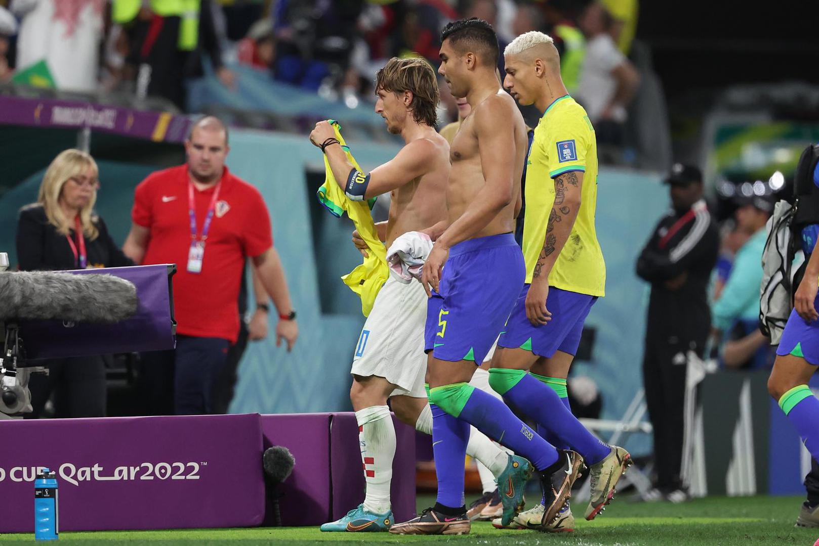 09.12.2022., stadion Education City, Al Rayyan, Katar - FIFA Svjetsko prvenstvo, cetvrtfinale, Hrvatska - Brazil. Luka Modric, Carlos Casemiro Photo: Goran Stanzl/PIXSELL