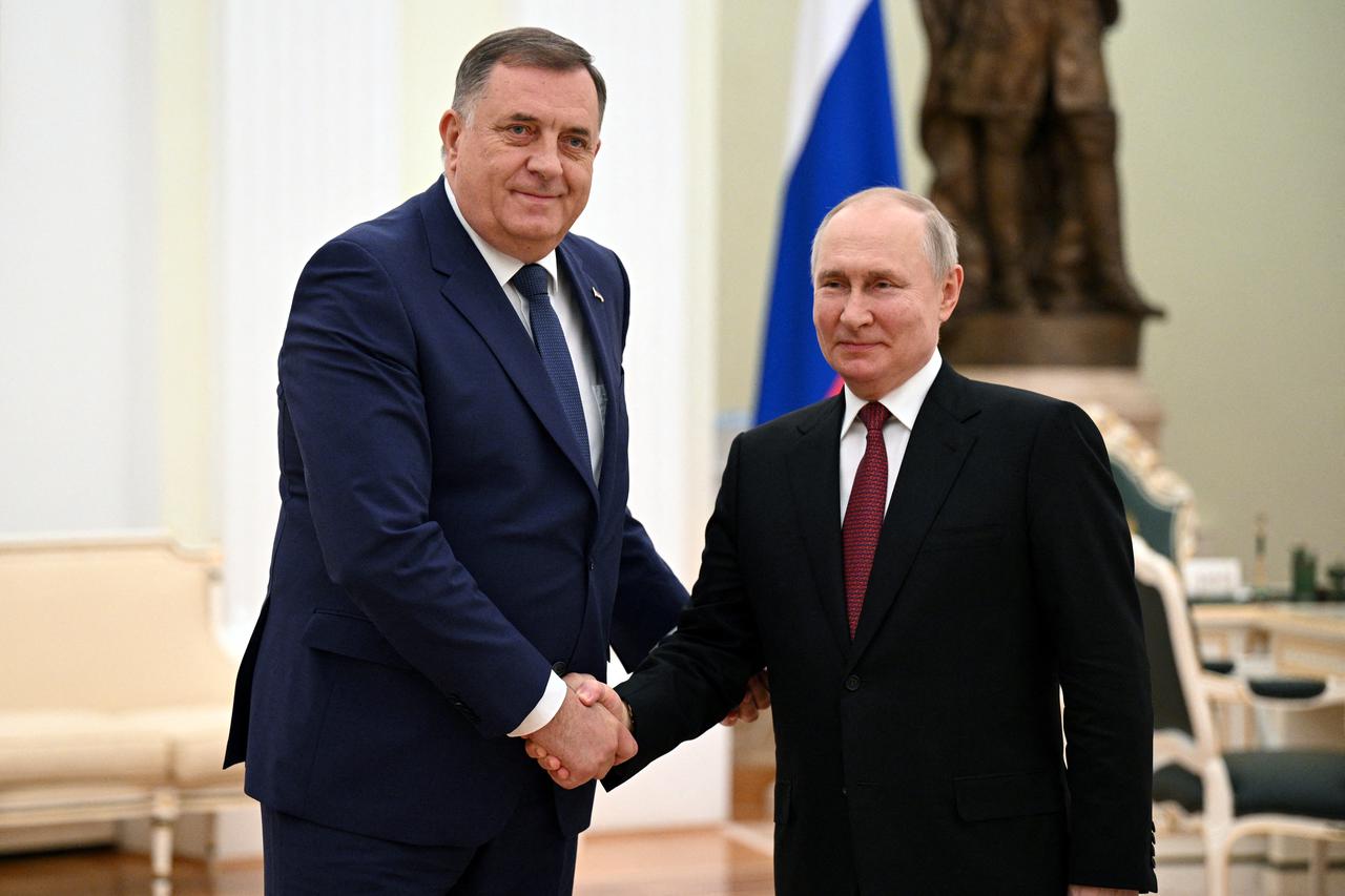 Russian President Vladimir Putin meets with Bosnian Serb leader Milorad Dodik in Moscow