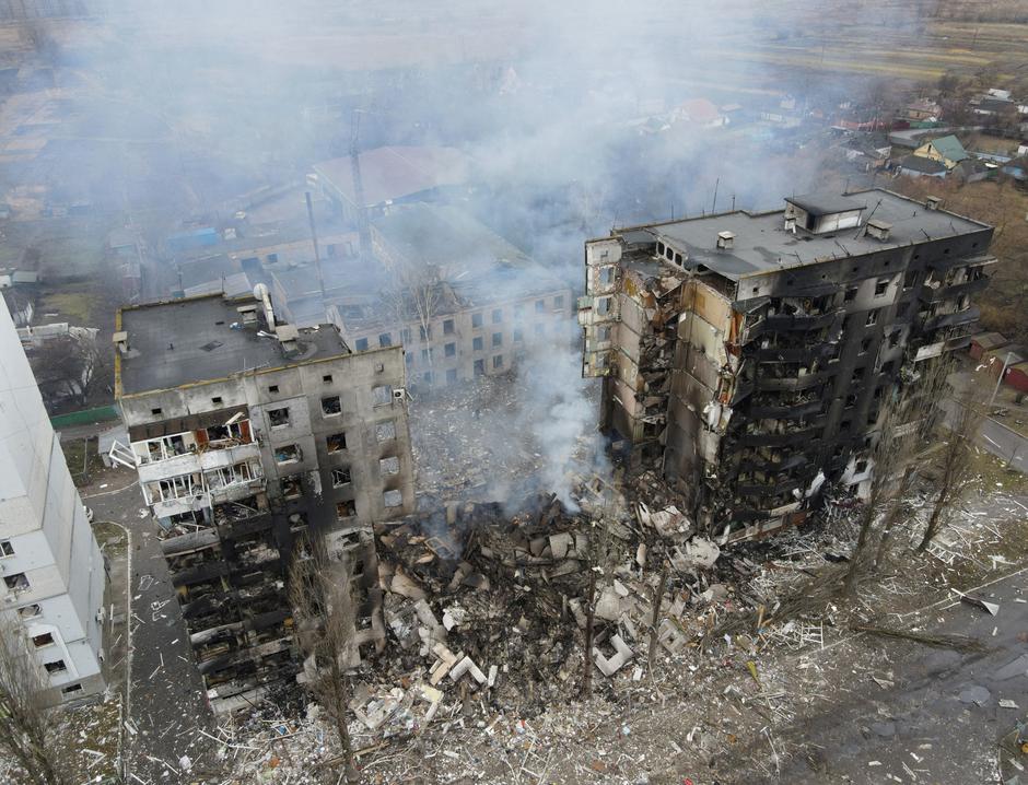 Oštećenja nakon bombardiranja u gradu Borodijanka