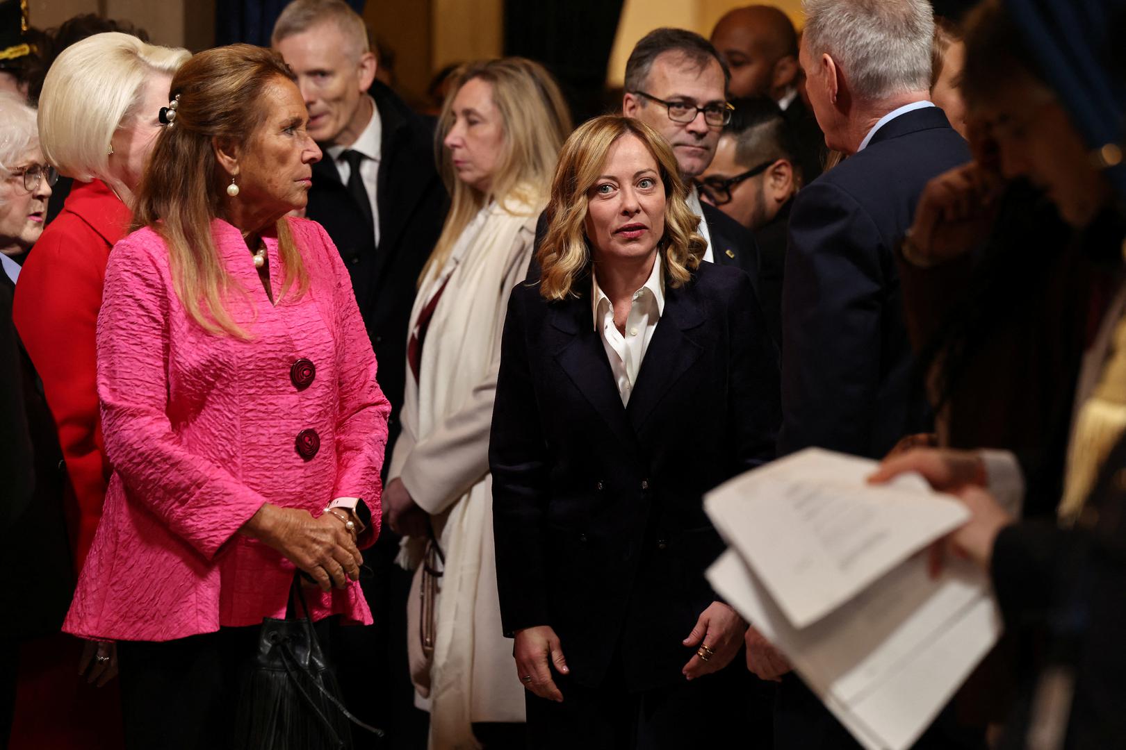 Prime Minister of Italy Giorgia Meloni arrives to the inauguration of U.S. President-elect Donald Trump in the Rotunda of the U.S. Capitol on January 20, 2025 in Washington, DC. Donald Trump takes office for his second term as the 47th president of the United States.     Chip Somodevilla/Pool via REUTERS Photo: Chip Somodevilla/REUTERS