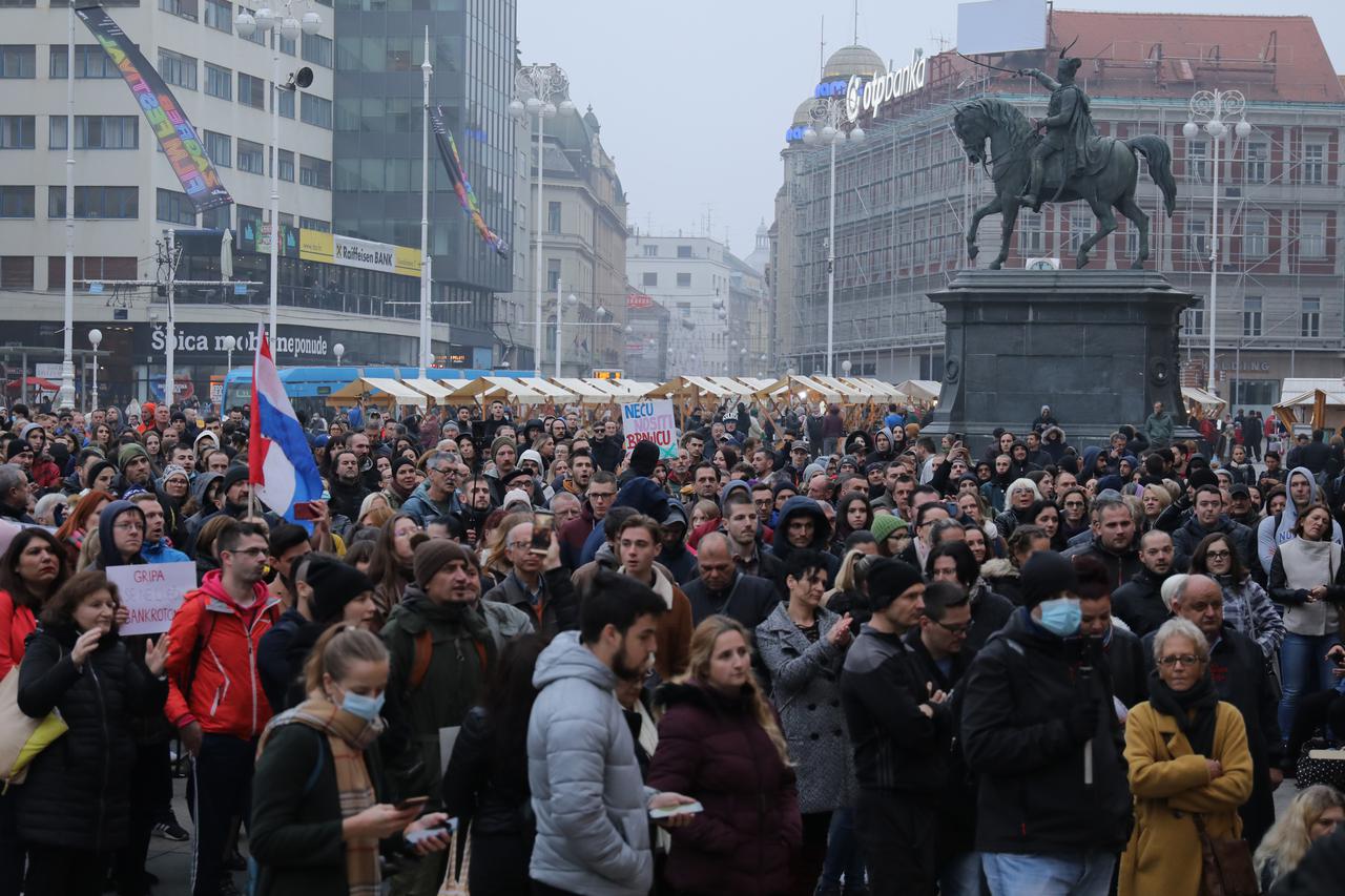 Zagreb: Prosvjed protiv mjera Nacionalnog stožera