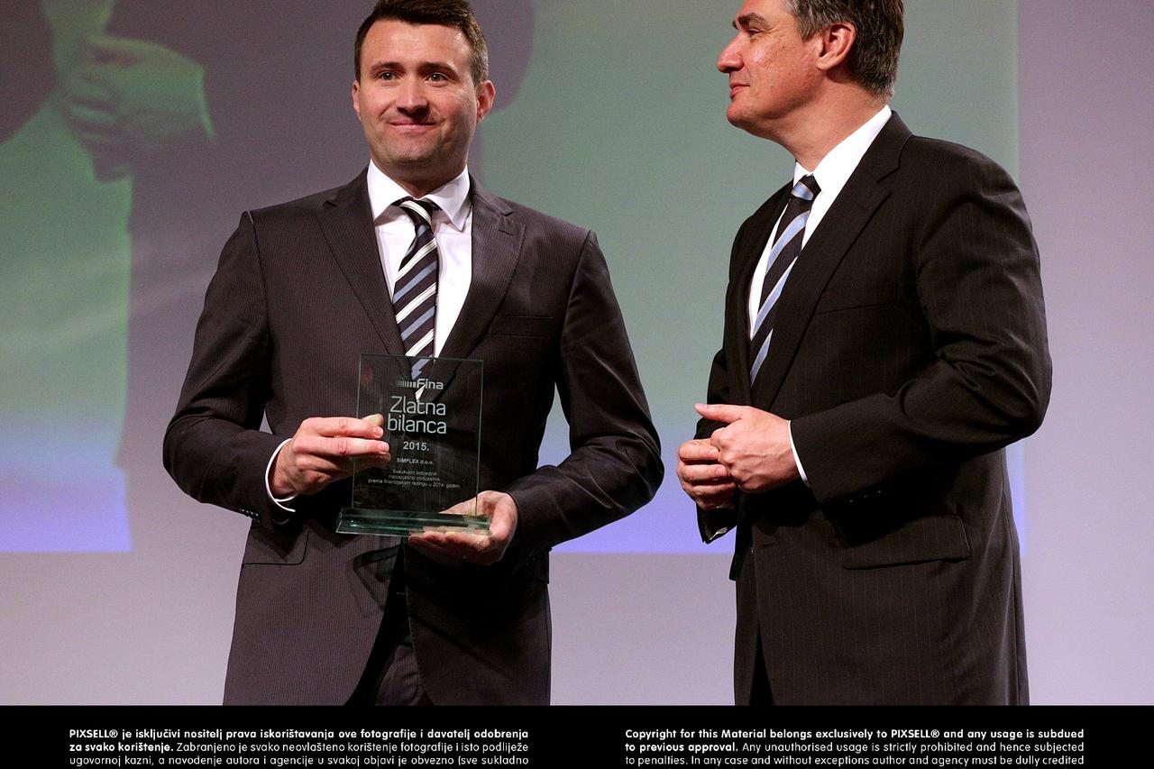 20.05.2015., Zagreb - U hotelu Westin u organizaciji Financijske agencije odrzana je 7. dodjela nagrade Zlatna bilanca. ZOran Milanovic. Photo: Zarko Basic/PIXSELL