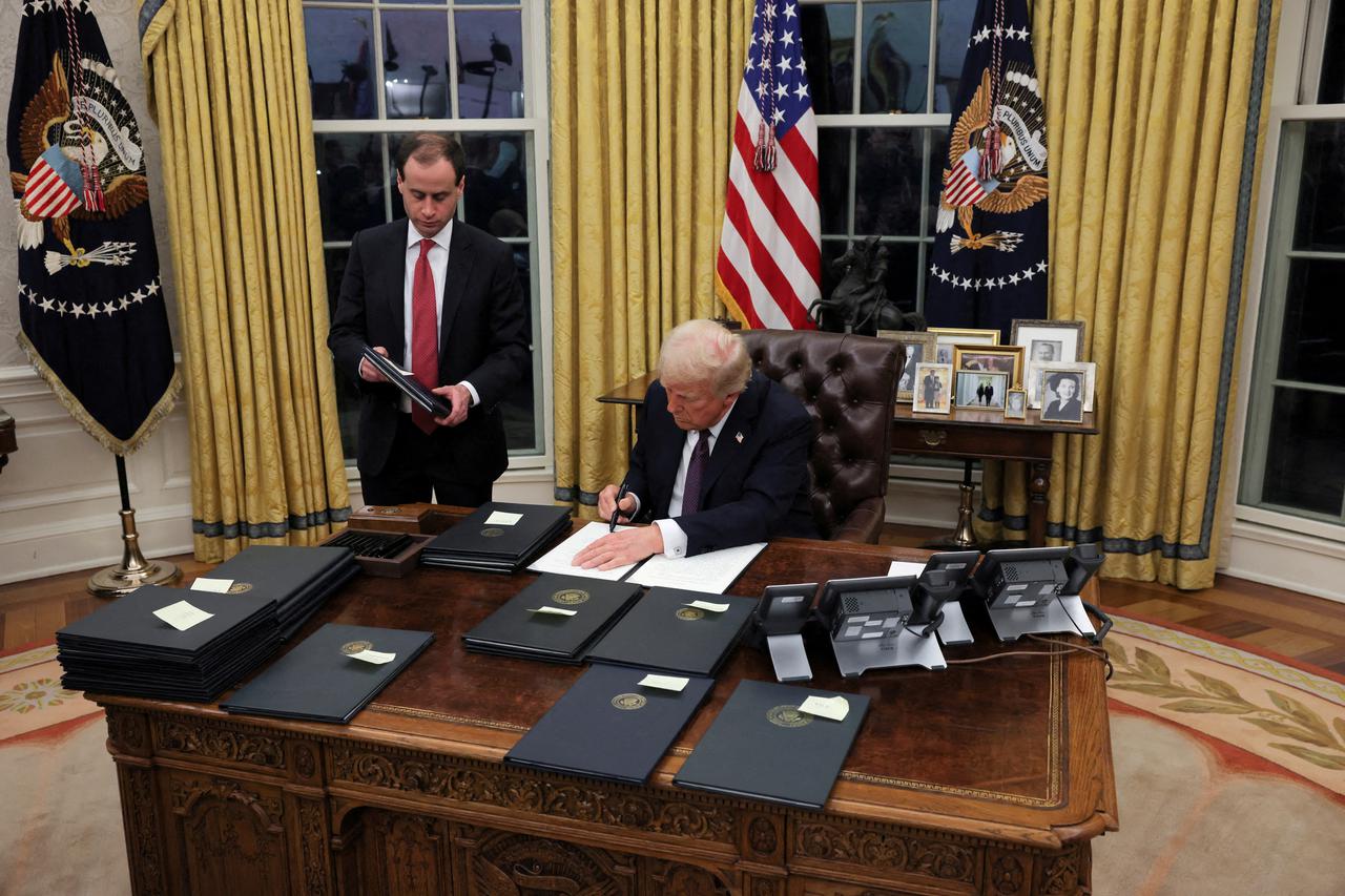 FILE PHOTO: U.S. President Donald Trump at the Oval Office in Washington