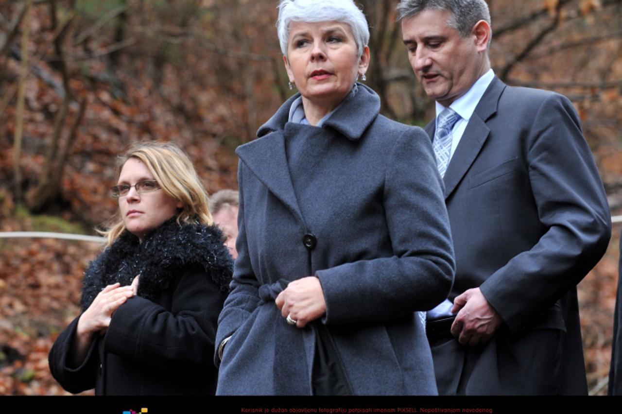 '09.03.2009., Lasko, Slovenija - Potpredsjednica Vlade Jadranka Kosor i ministar unutarnjih poslova Tomislav Karamarko posjetili su rudnik Barbarin rov, gdje je za vrijeme II. svjetskog rata ubijeno n