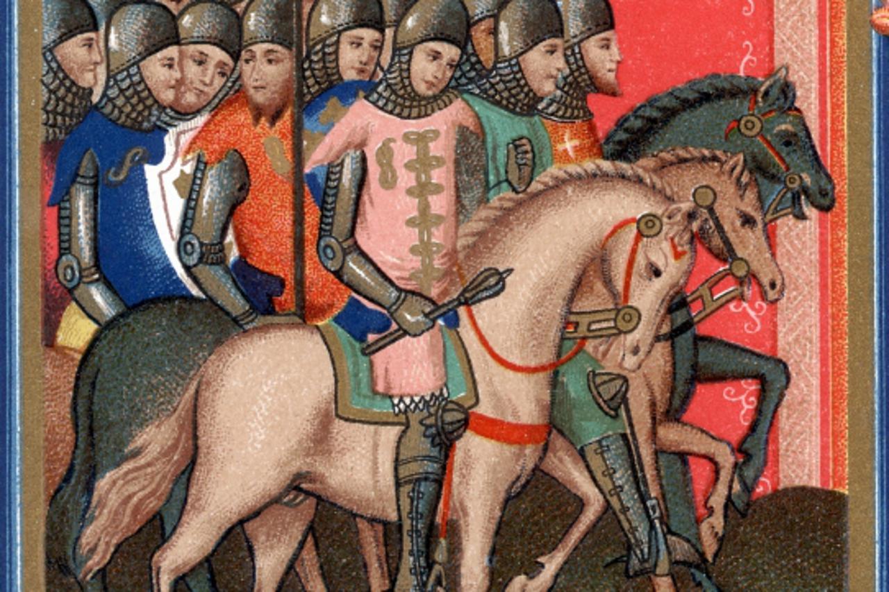 \'European crusaders armed and mounted\'