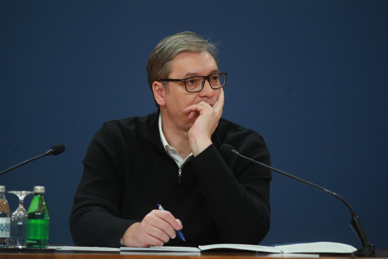 Beograd: Predsjednik Republike Srbije Aleksandar Vučić obratio se javnosti u Palači Srbije