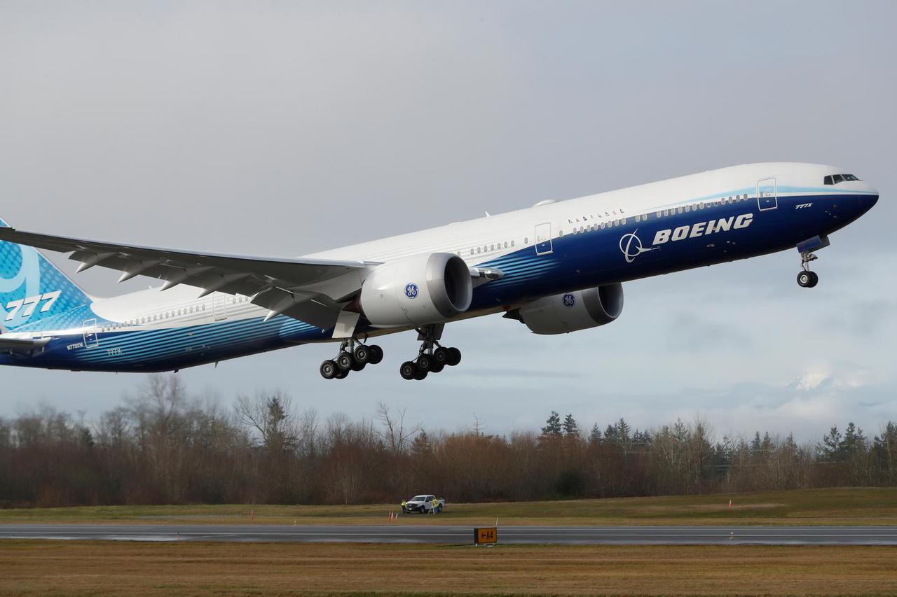 FILE PHOTO: Boeing stages the first flight of its 777X plane outside Seattle