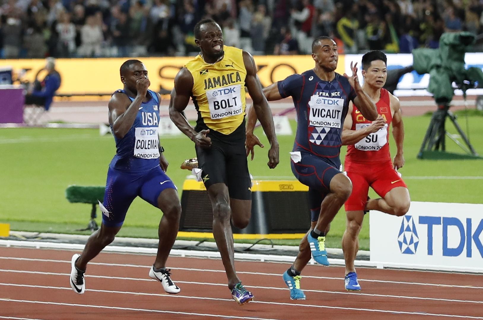 U svojoj posljednjoj utrci na 100 metara Usain Bolt je bio treći iza Justina Gatlina i Christiana Colemana