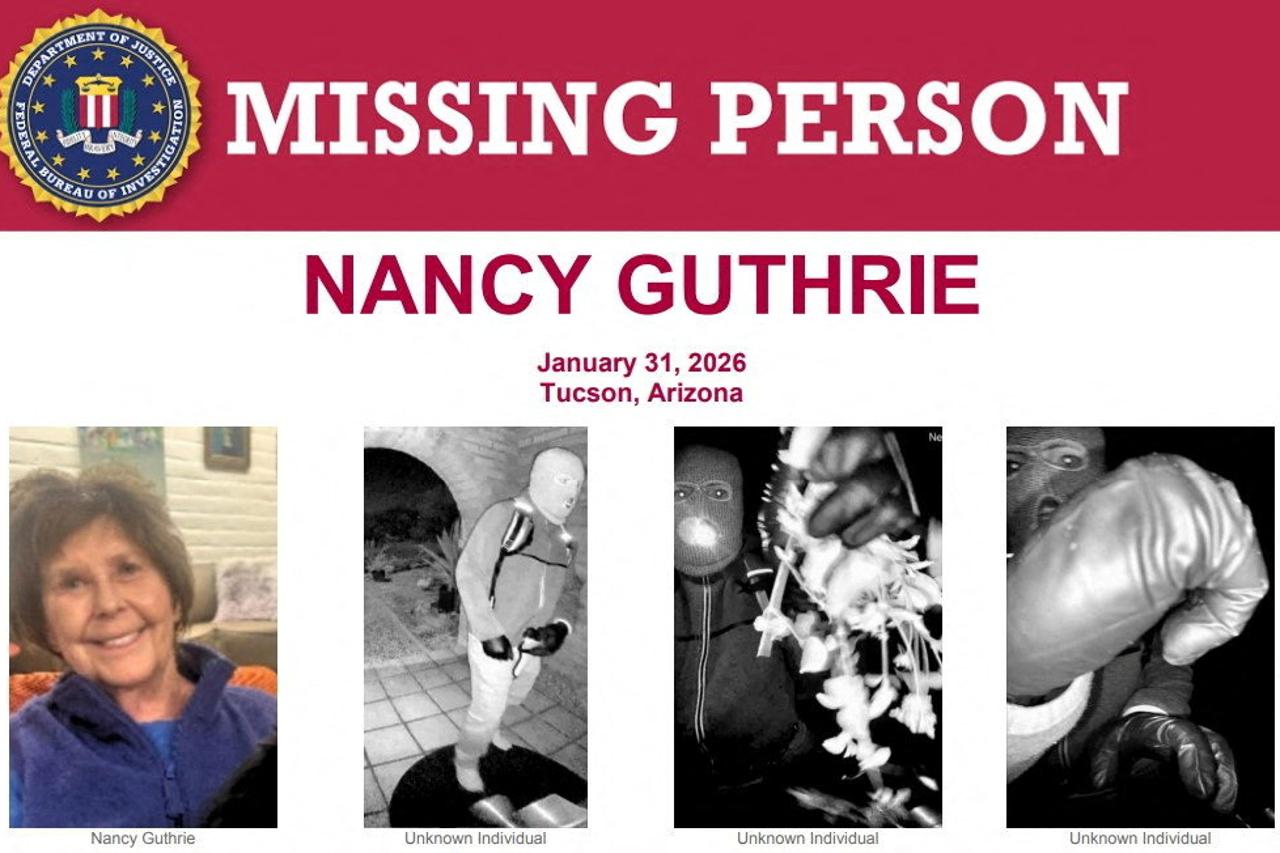 Poster shared by the Federal Bureau of Investigation (FBI) featuring an armed individual at Nancy Guthrie's home in Tucson