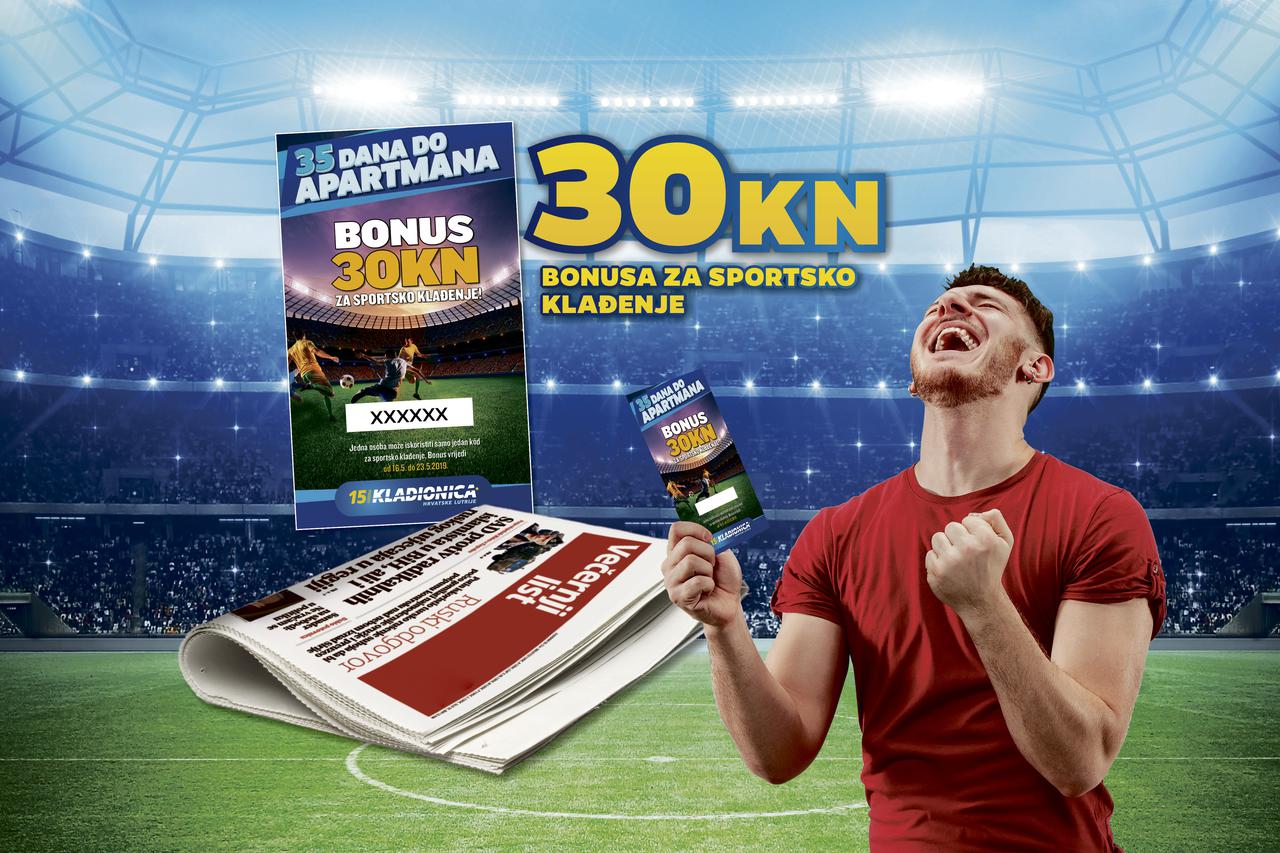 Večernji daruje 30 kuna bonusa za sportsko klađenje