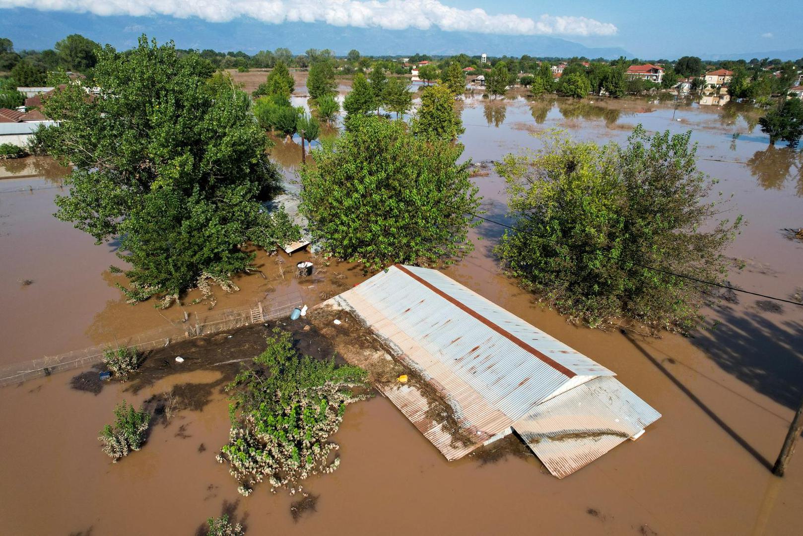 A flooded area is seen in the aftermath of Storm Daniel, in Megala Kalyvia, Greece, September 9, 2023. REUTERS/Giannis Floulis Photo: GIANNIS FLOULIS/REUTERS