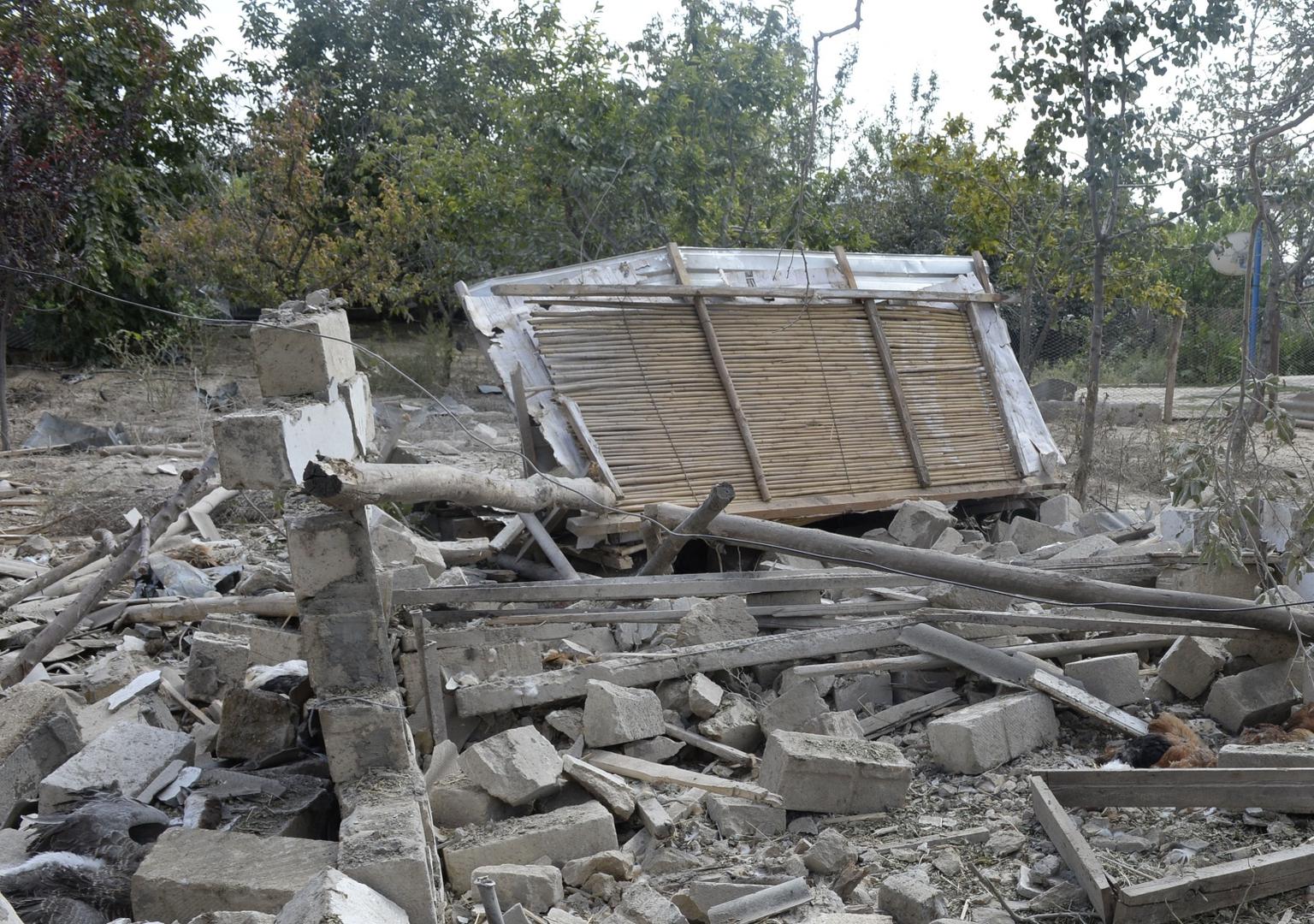 AZERBAIJAN-ARMENIA-CLASHES-CASUALTIES (201001) -- BAKU, Oct. 1, 2020 (Xinhua) -- Photo taken on Sept. 30, 2020 shows a house shattered during the new round of Nagorno-Karabakh conflict between Azerbaijan and Armenia in Fuzuli district of Azerbaijan.
  The new round of Nagorno-Karabakh conflict between Azerbaijan and Armenia Wednesday entered its 4th day, with more casualties revealed by the two sides. (Photo by Tofik Babayev/Xinhua) Tofik Babayev  Photo: XINHUA/PIXSELL