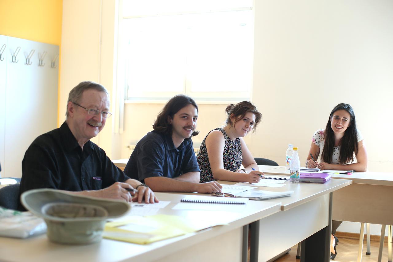 10.07.2015., Zagreb - Na Sveucilistu u Zvonimirovoj ulici strani studenti, hrvatskih korijena pohadjaju nastavu hrvatskog jezika. James Rajnovich, Adam Raich, Kristina Skoko. Photo: Sanjin Strukic/PIXSELL