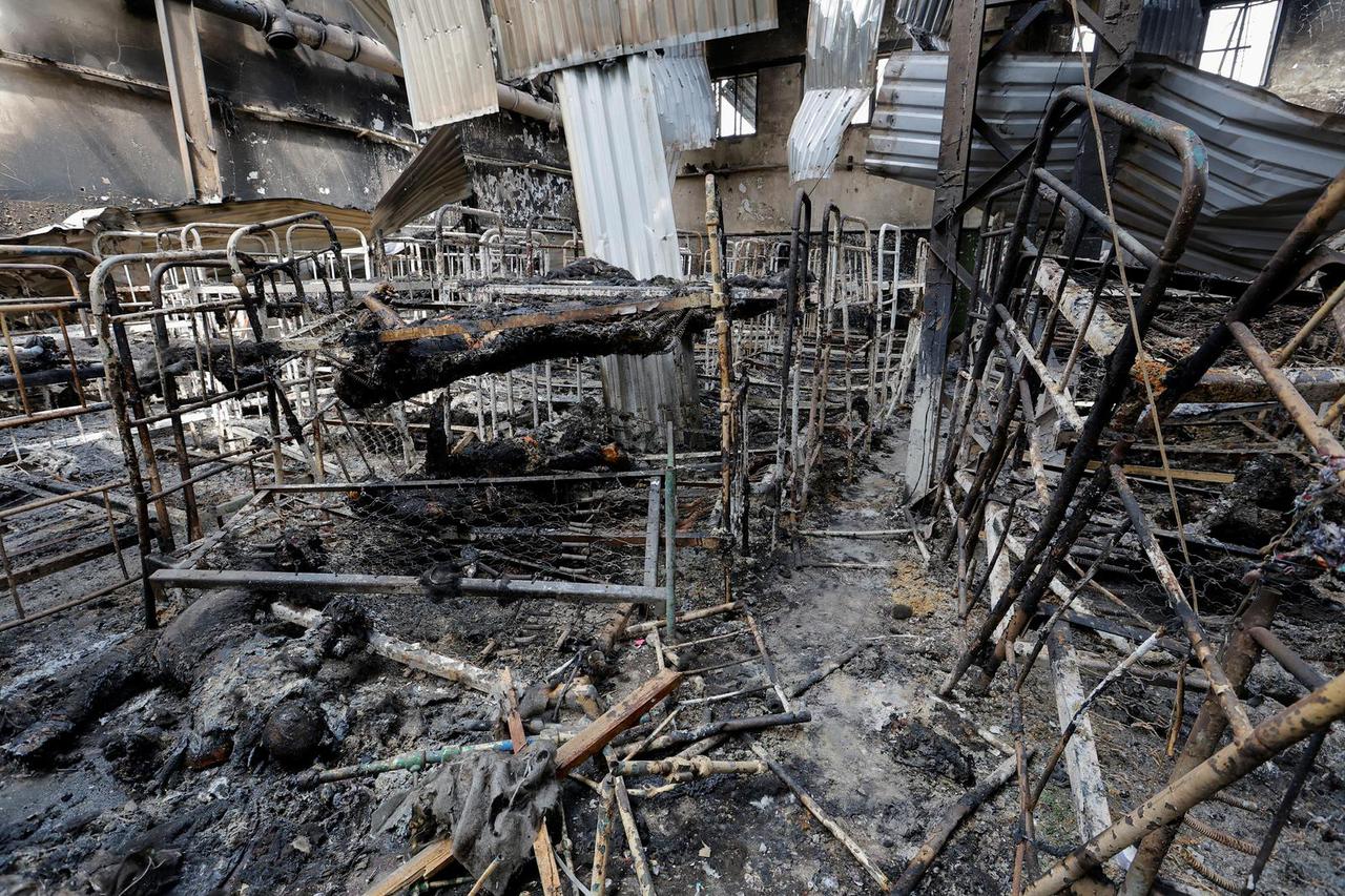 Aftermath of prison shelling in Olenivka