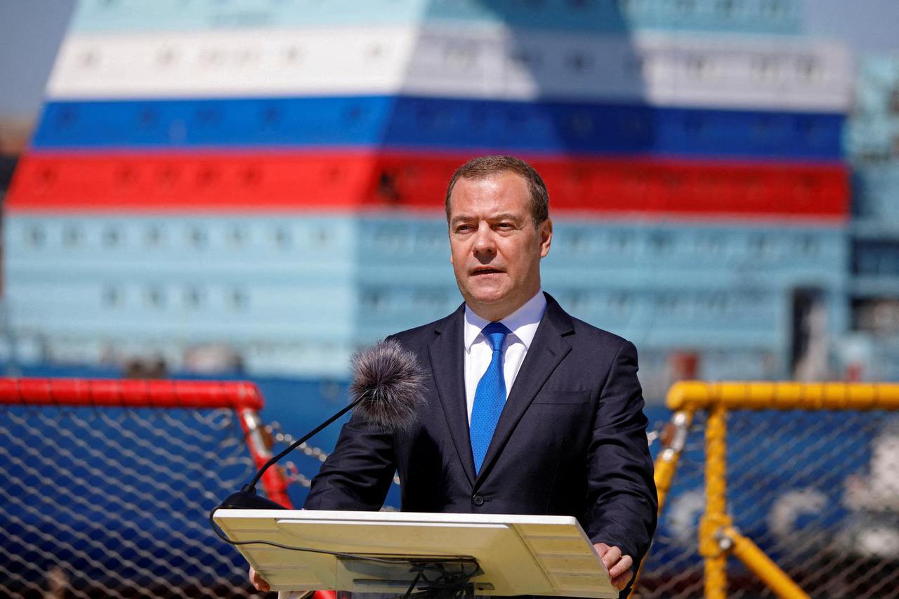 FILE PHOTO: Dmitry Medvedev, Deputy Chairman of Russia's Security Council, delivers a speech in Saint Petersburg