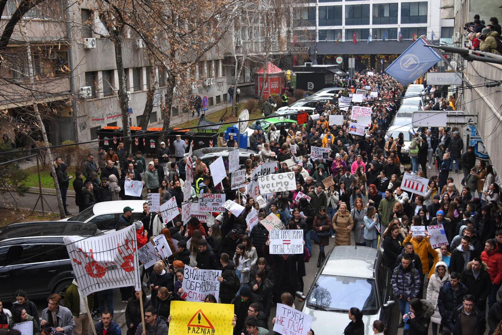 24, January, 2025, Nis -A huge number of citizens gathered in the center of Niš to support students in a protest walk and a 15-minute tribute to the victims of the Novi Sad Railway Station. Photo: Radule Perisic/ATAImages24, januar, 2025, Nis - Ogroman broj gradjana se okupio u centru Nisa da podrzi studente u protestnoj setnji i 15-minutnom odavanju poste nastradalima na Zeleznickoj stanici u Novom Sadu. Photo: Radule Perisic/ATAImages Photo: Radule Perisic/ATAImages/PIXSELL
