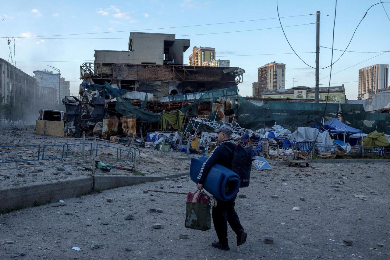 Aftermath of Russian missile and drone attack in Kyiv