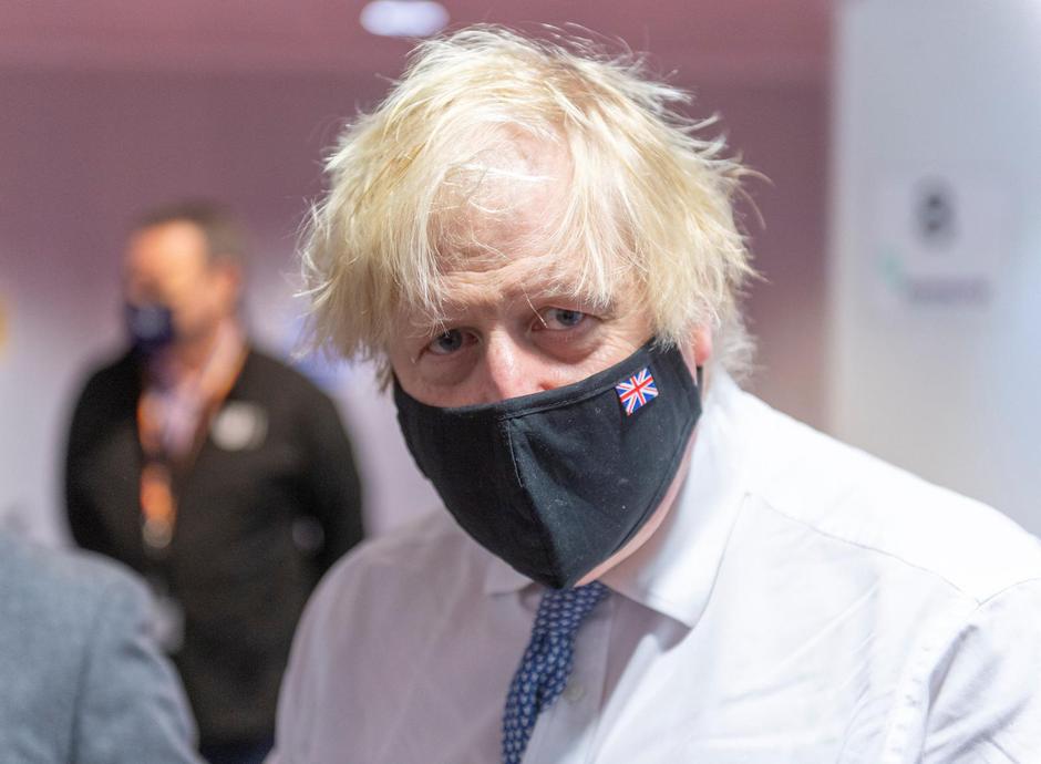 British Prime Minister Boris Johnson visits COVID-19 vaccination centre in Milton Keynes