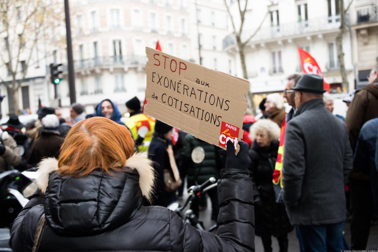 Pensioners protest in front of the MEDEF - Paris