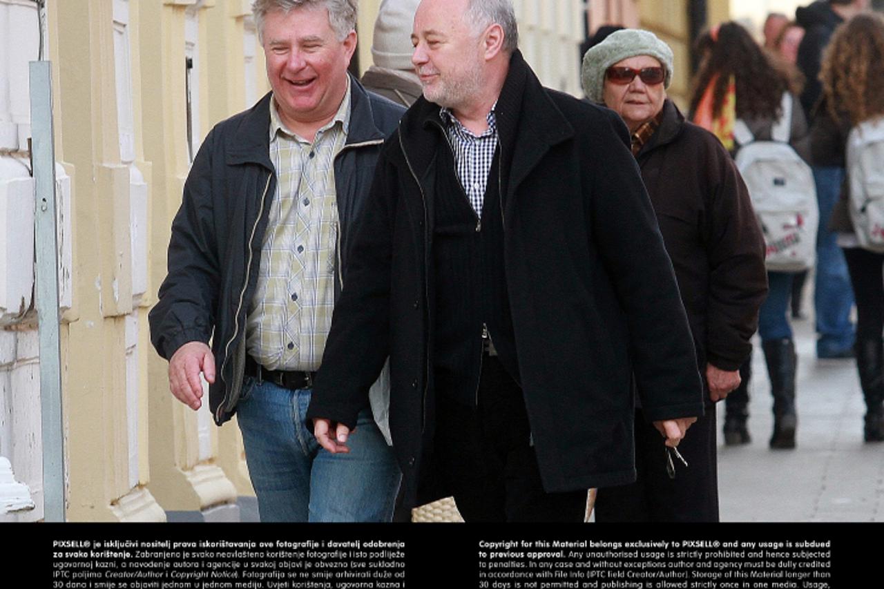 '07.03.2013., Varazdin - Bivsi direktor tvrtke Stanoing Eduard Brumen i vlasnik tvrtke Meteor grupe Dusko Paripovic opusteno su prosetali gradom. Photo: Marko Jurinec/PIXSELL'