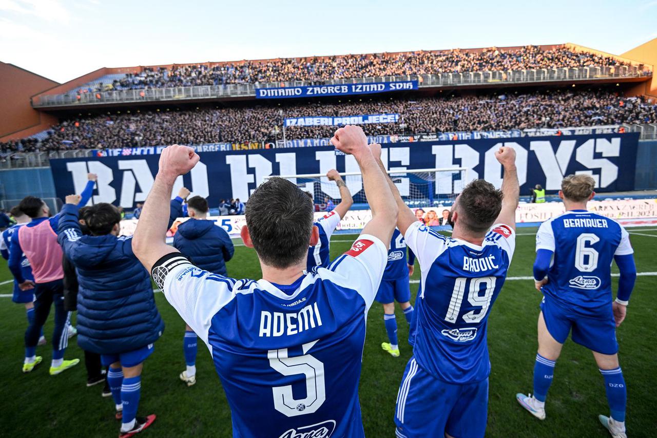 Zagreb: Slavlje igrrača GNK Dinamo nakon što su pobijedili Rijeku s 1:0