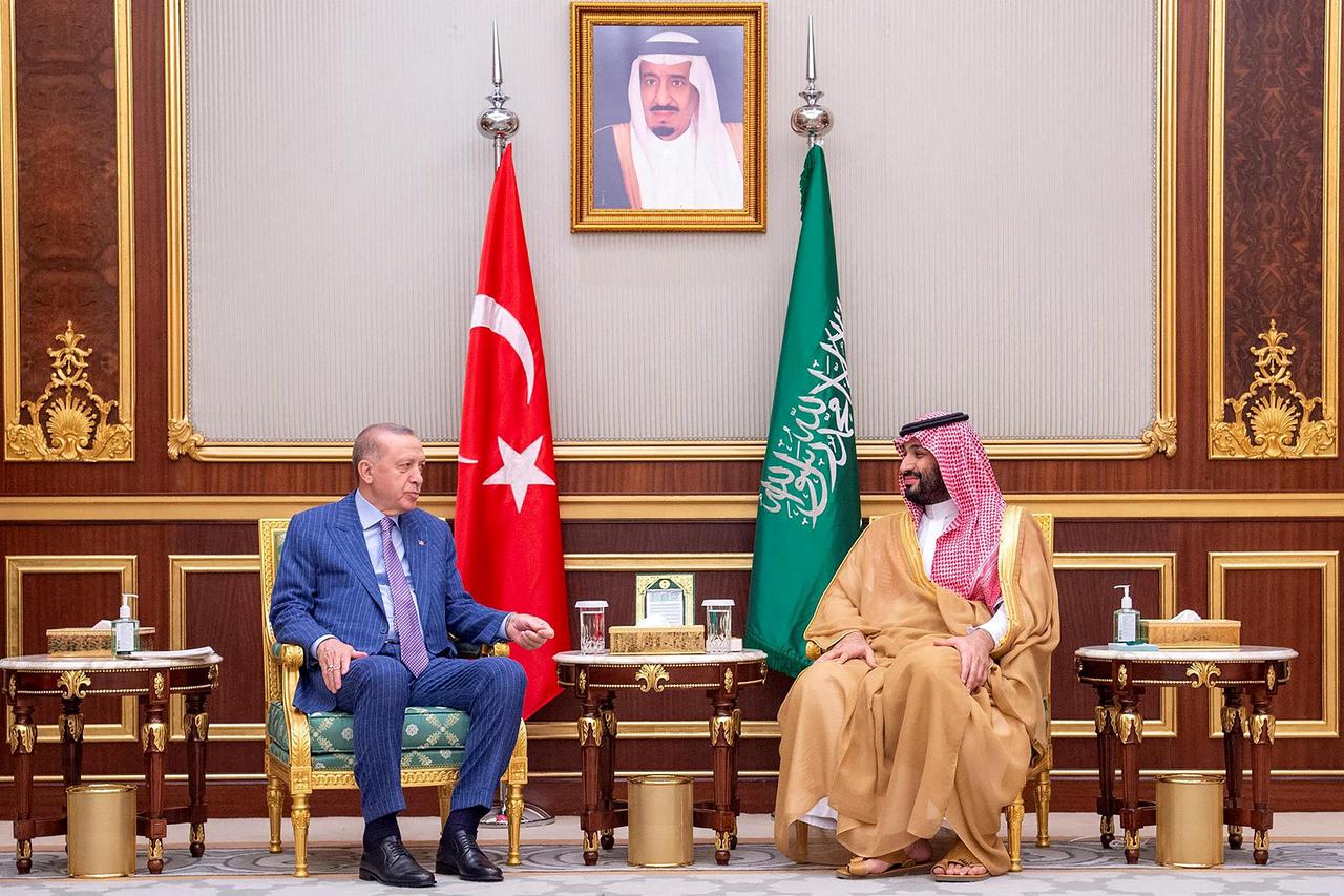 Saudi Crown Prince, Mohammed bin Salman meets Turkish President Recep Tayyip Erdogan upon his arrival in Jeddah