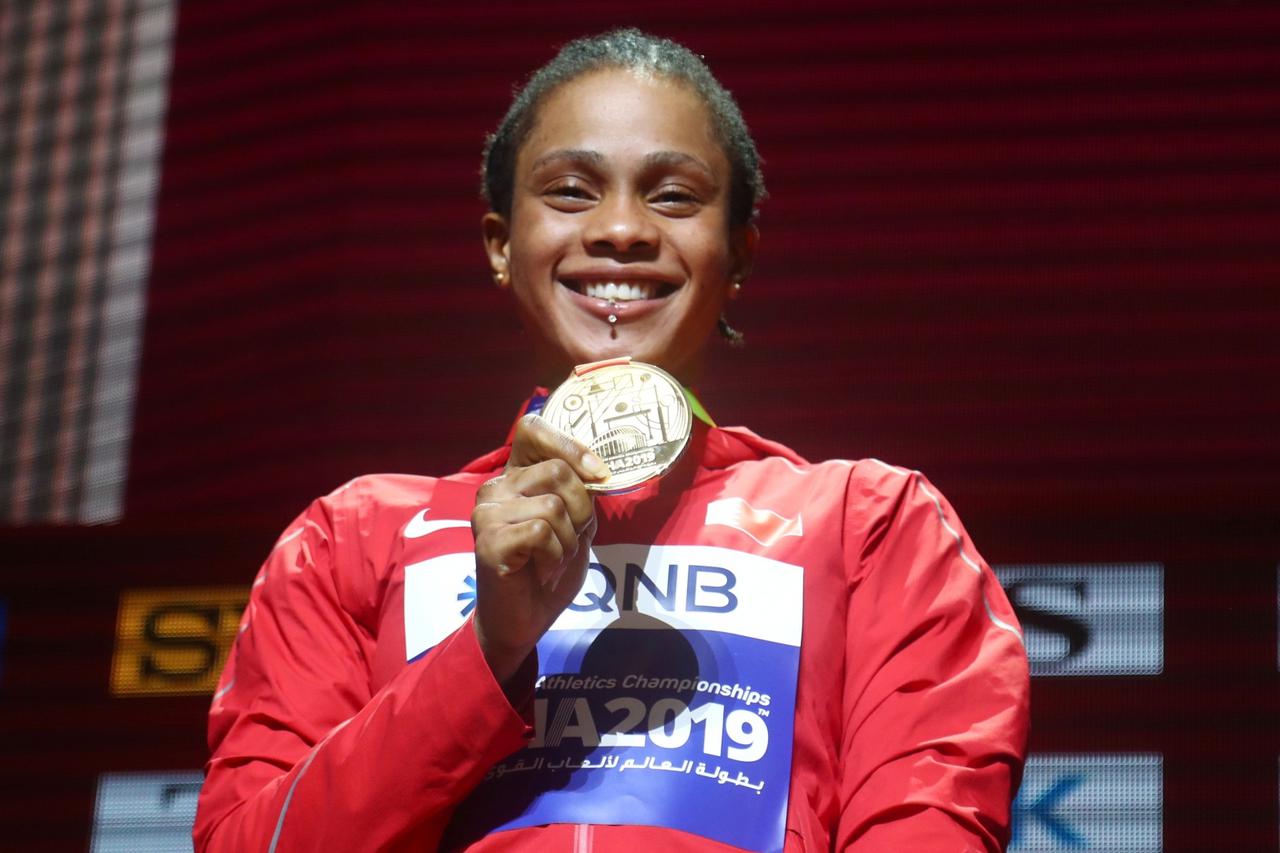 FILE PHOTO: Gold medalist Salwa Eid Naser