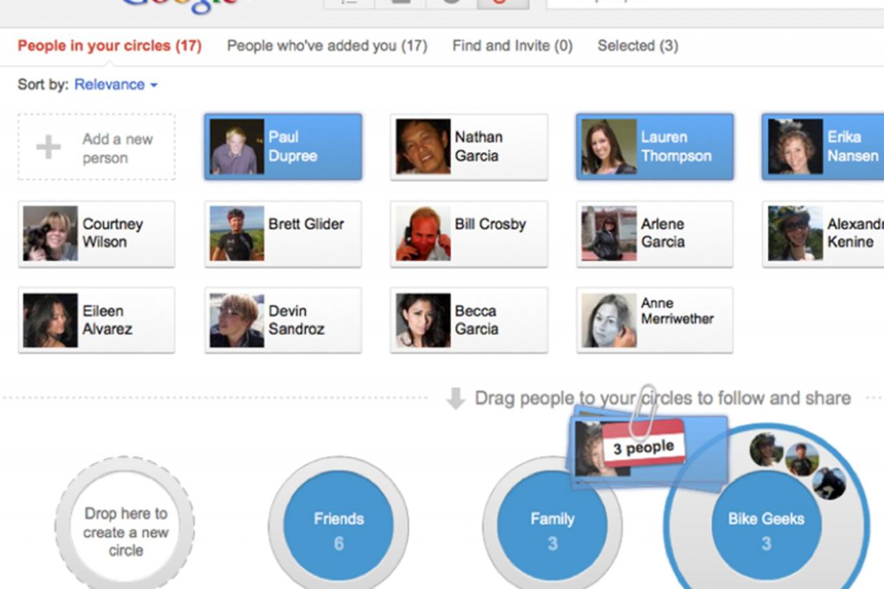 'A screen shot of the Google Plus social network is shown in this publicity photo released to Reuters June 28, 2011. Google Inc, frustrated by a string of failed attempts to crack social networking, d
