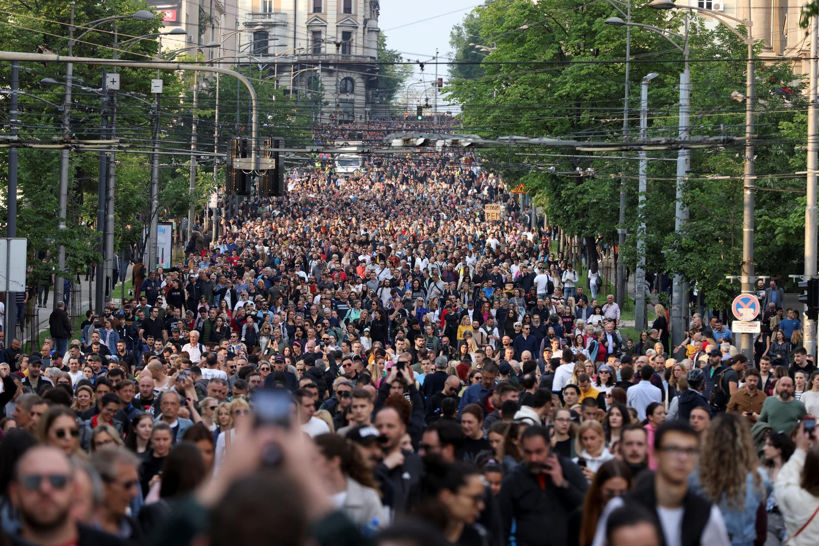 Serbia's main opposition parties protest against violence and in reaction to the two mass shootings in the same week, that have shaken the country, in Belgrade, Serbia, May 19, 2023. REUTERS/Marko Djurica Photo: MARKO DJURICA/REUTERS