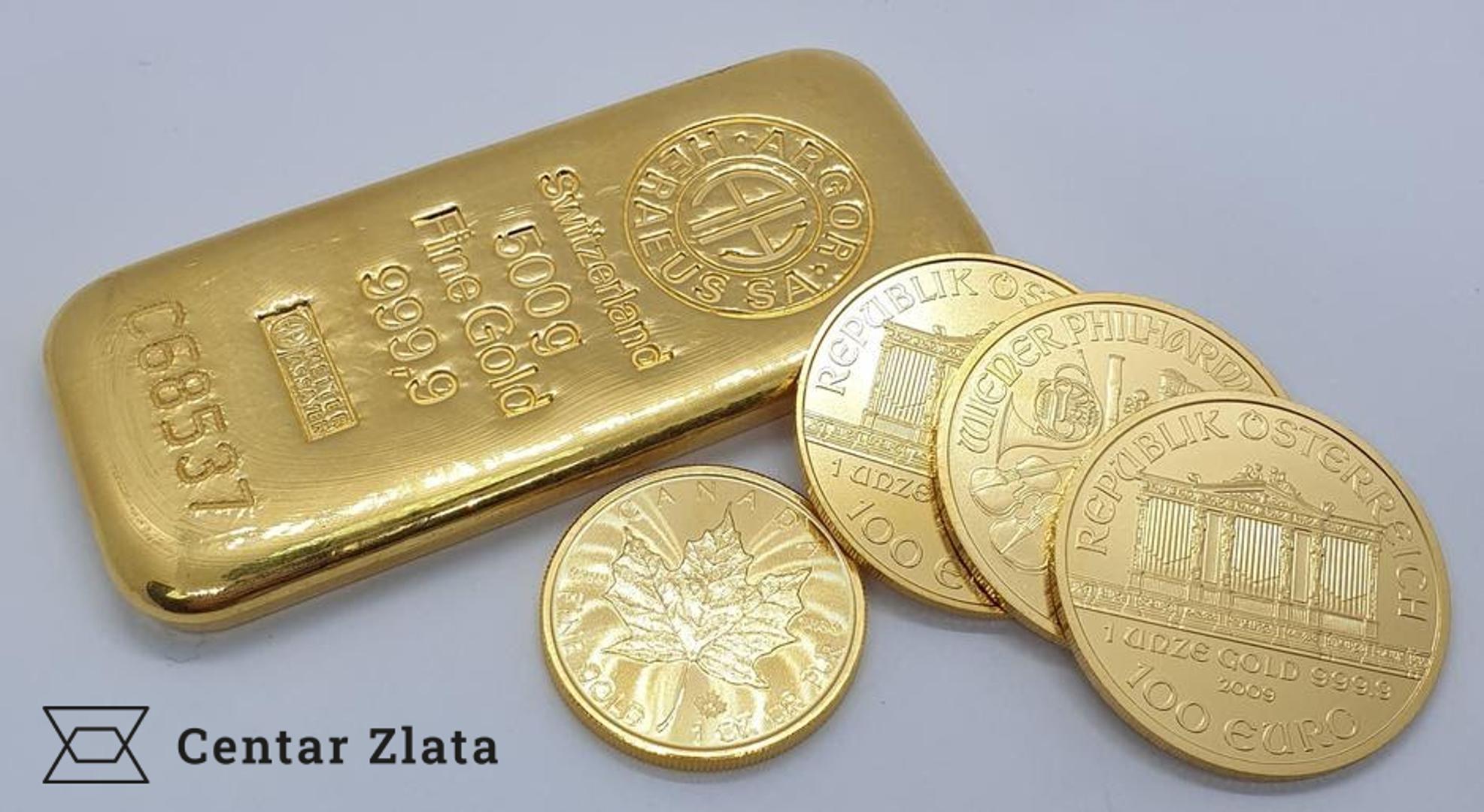 Investicijsko zlato u obliku poluga i zlatnika visoke čistoće