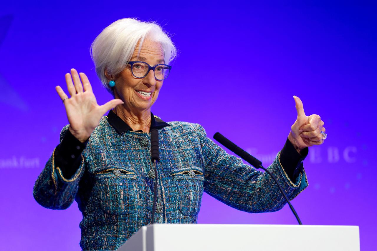 ECB President Lagarde delivers her keynote speech at Euro Finance Week, in Frankfurt