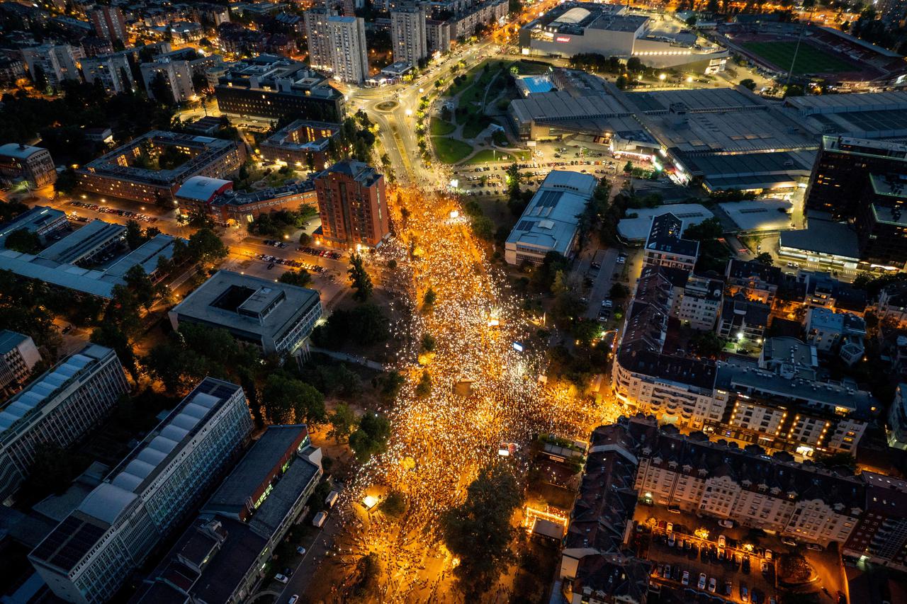 Anti-government protestors clash with riot police in Novi Sad