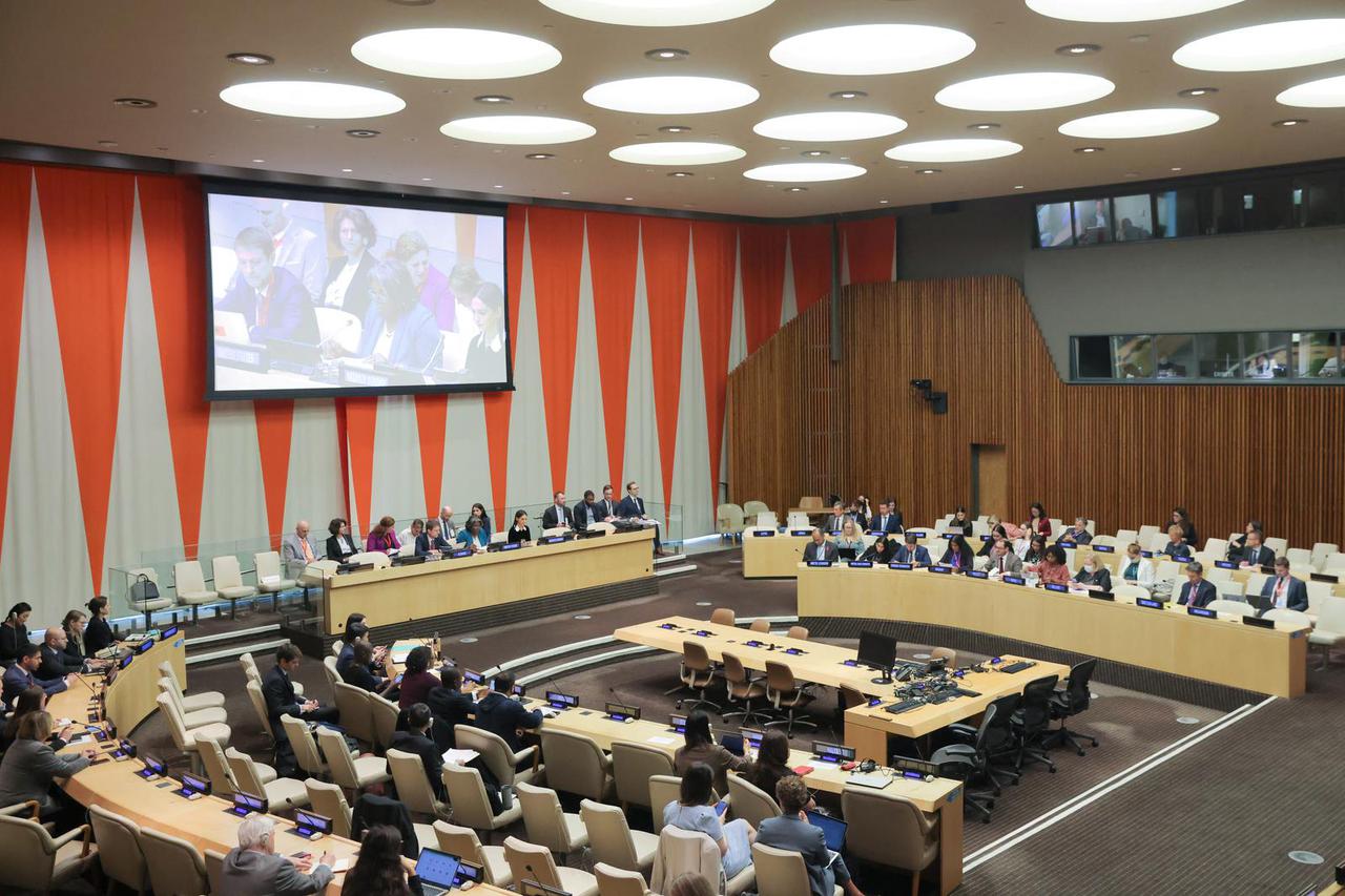 People attend a UN Security Council Arria-formula meeting focused on the ongoing protests in Iran, at the United Nations in Manhattan, New York City