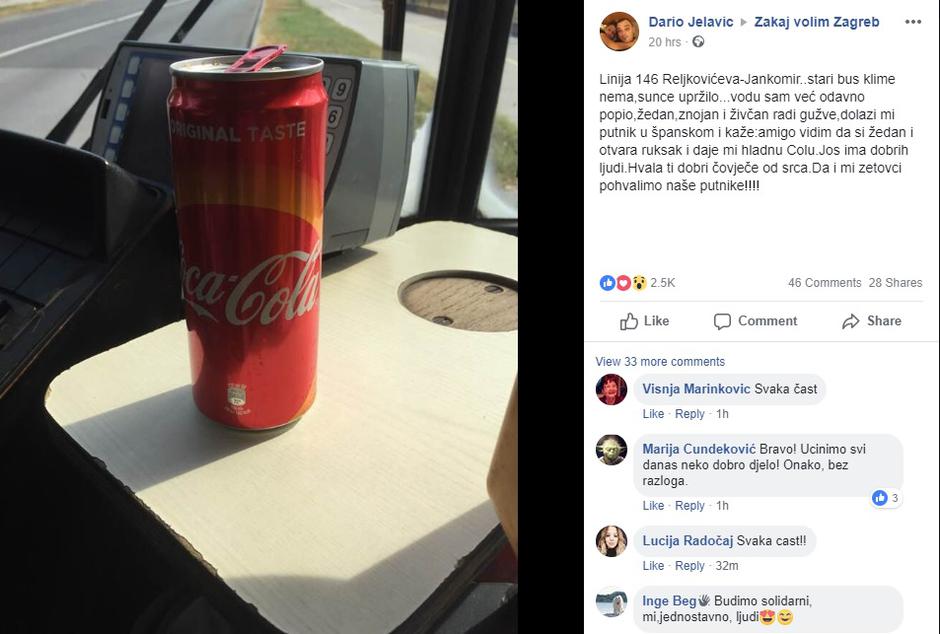 Vozač se zahvalio putniku na hladnoj Coca Coli