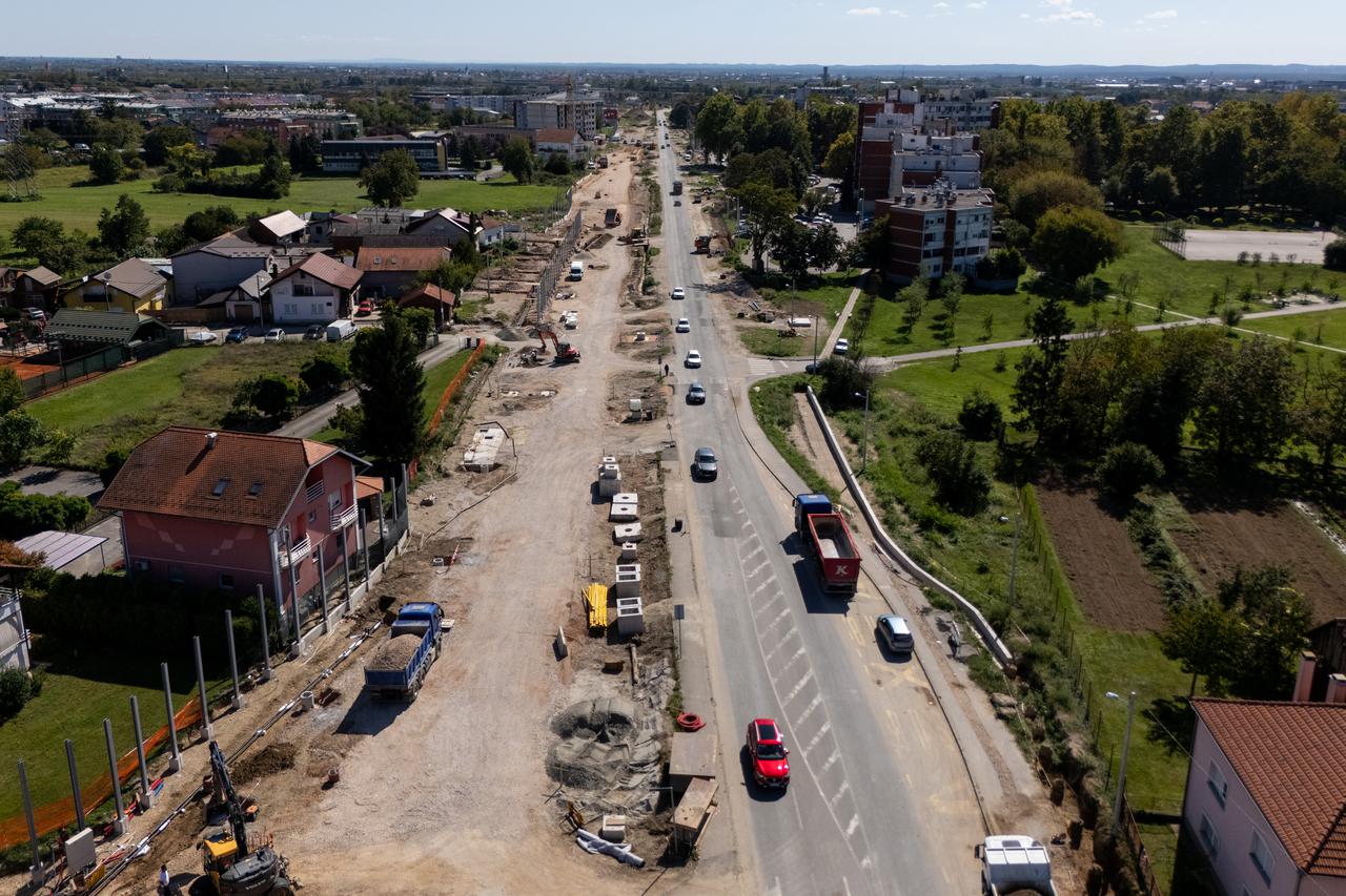 Napredak radova na Sarajevskoj cesti u Novom Zagrebu snimljen iz zraka