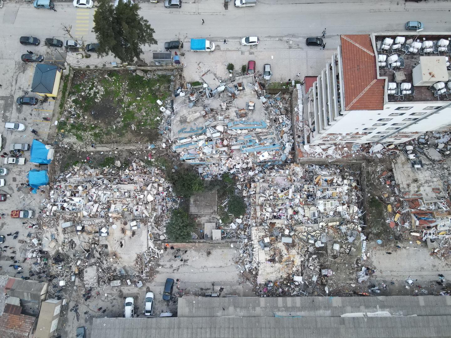 Drone view of the Emek district of Hatay city in south Turkey after earthquake on February 7, 2023. A powerful earthquake has hit a wide area in south-eastern Turkey, near the Syrian border, killing more than 7000 people and trapping many others. Photo by Serdar Ozsoy/Depo Photos/ABACAPRESS.COM Photo: Depo Photos/ABACA/ABACA