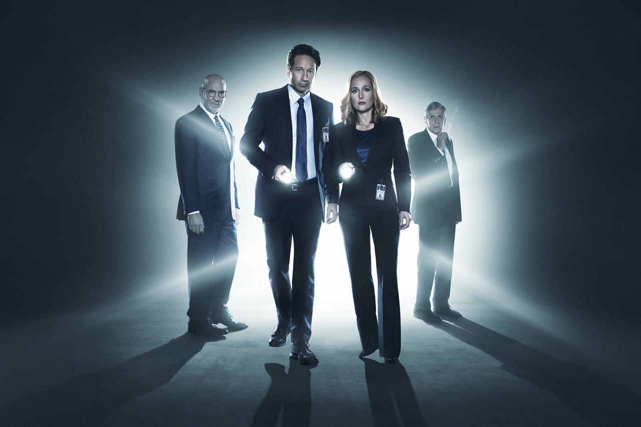 THE X-FILES: L-R: Mitch Pileggi, David Duchovny, Gillian Anderson and William B. Davis. The next mind-bending chapter of THE X-FILES debuts with a special two-night event beginning Sunday, Jan. 24 (10:00-11:00 PM ET/7:00-8:00 PM PT), following the NFC CHA