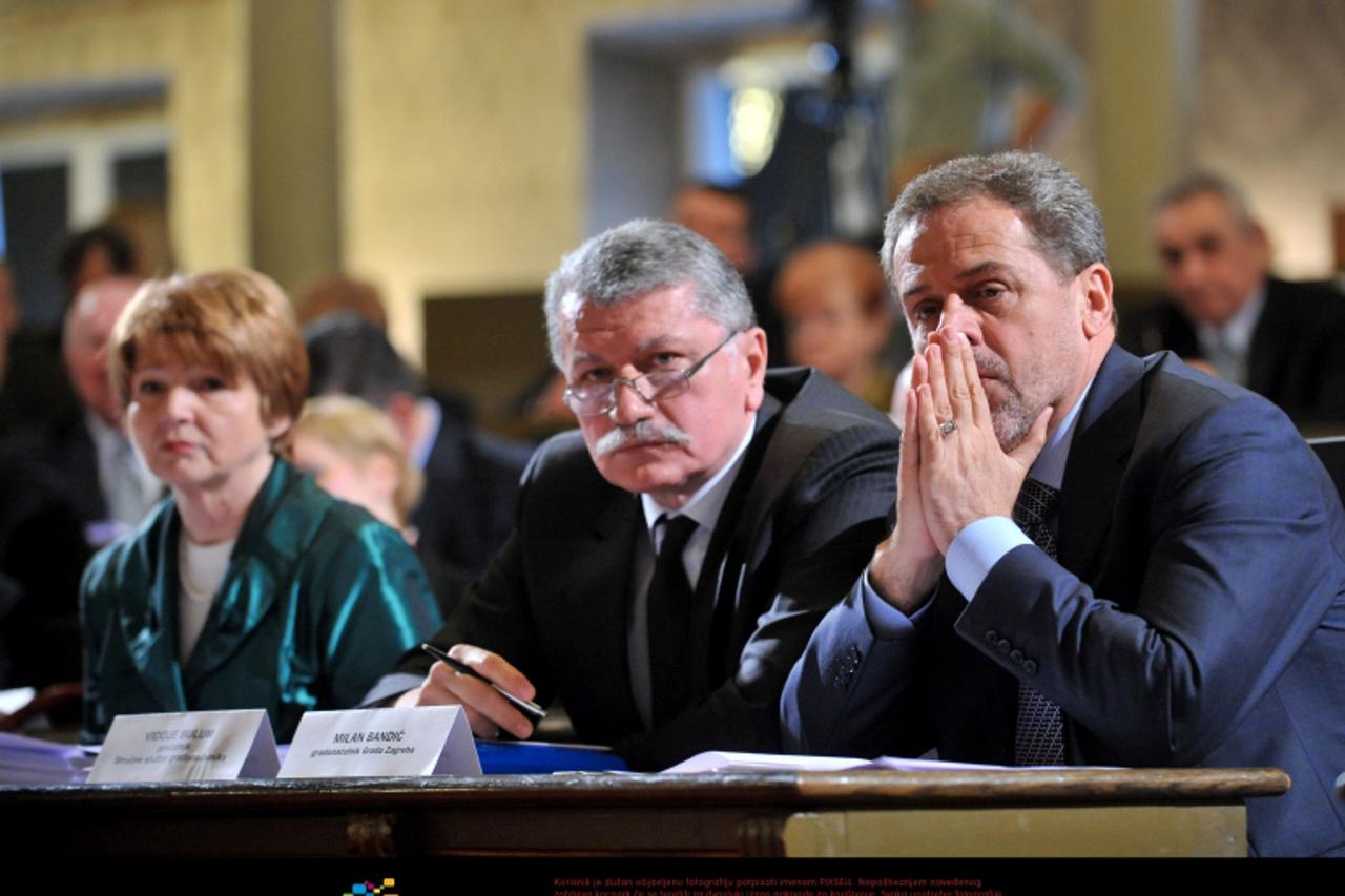 \'30.03.2010.Zagreb, Hrvatska - Odrzana je sjednica zagrebacke Gradske skupstine.Tatijana Holjevac, Vidoje Bulum, Milan Bandic. Photo: Antonio Bronic/PIXSELL\'