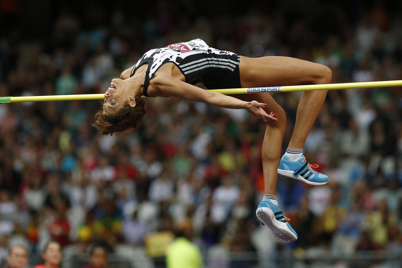 Blanka Vlasic of Croatia competes in the women's High Jump during the IAAF Diamond League athletics meeting at the Stade de France Stadium in Saint-Denis, near Paris, July 5, 2014. REUTERS/Benoit Tessier (FRANCE - Tags: SPORT ATHLETICS)