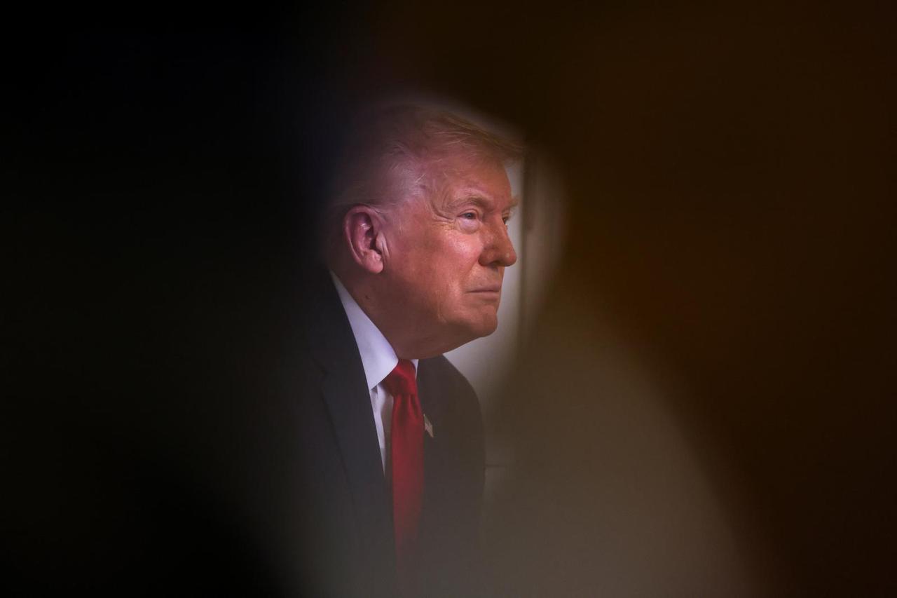 U.S. President Trump participates in a call with military service members, in Palm Beach