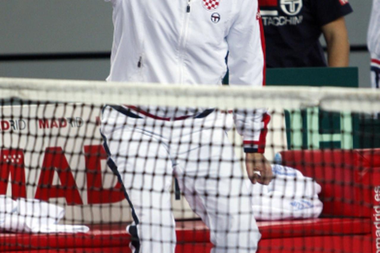 '06.03.2010. Varazdin - Gradska sportska dvorana, 1 kolo Svjetske skupine Davis Cupa, Hrvatska - Ekvador.Mec parova izmedu Marin Cilic, Ivo Karlovic - Giovannio Lapentti, Nicolas Lapentti.Goran Prpic.